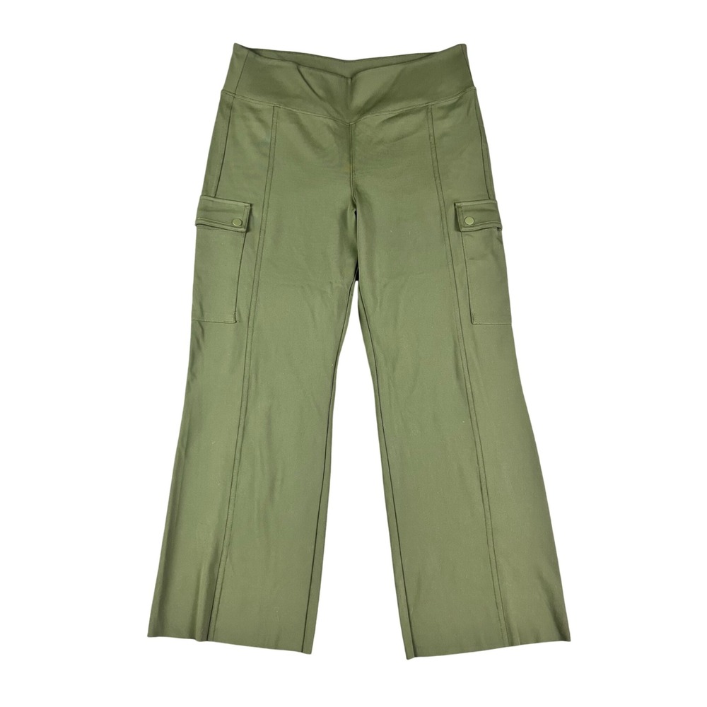 Athleta Delancey Straight Cargo Pant Olive Green Large L Utility Travel Stretch